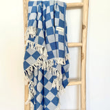 Checker Turkish Towel/Throw (Blue)